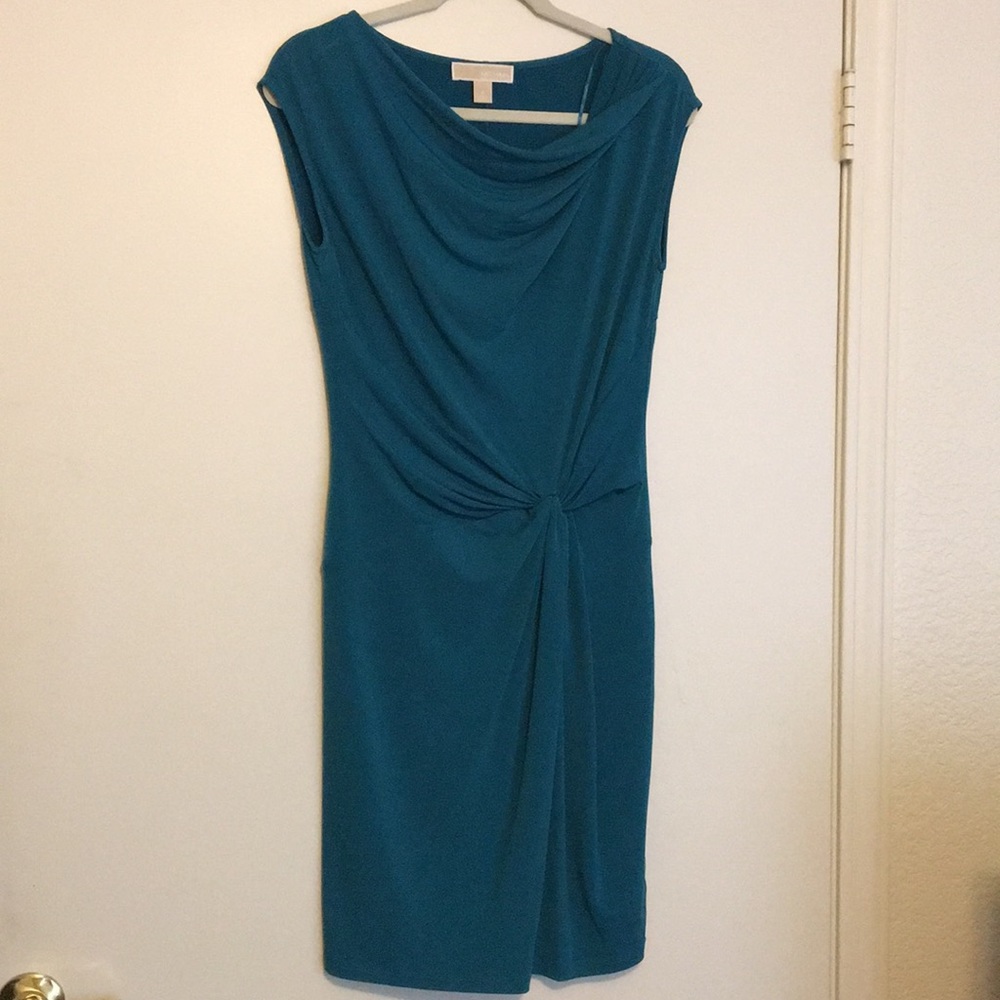 Teal Michael by Michael Kors Knot Detail Dress